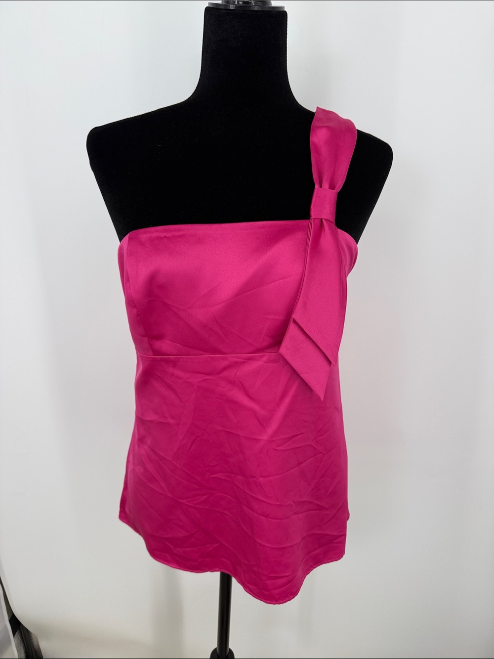 Y2K Loft Fuchsia One-Shoulder Satin Top 6